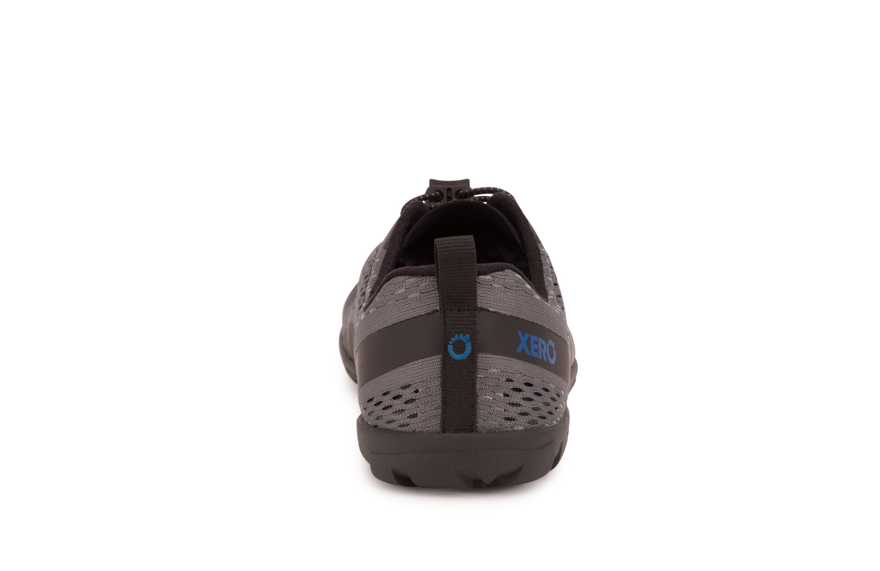 Xero Shoes Aqua X Sport barfods vand træningssko til mænd i farven steel gray / blue, bagfra