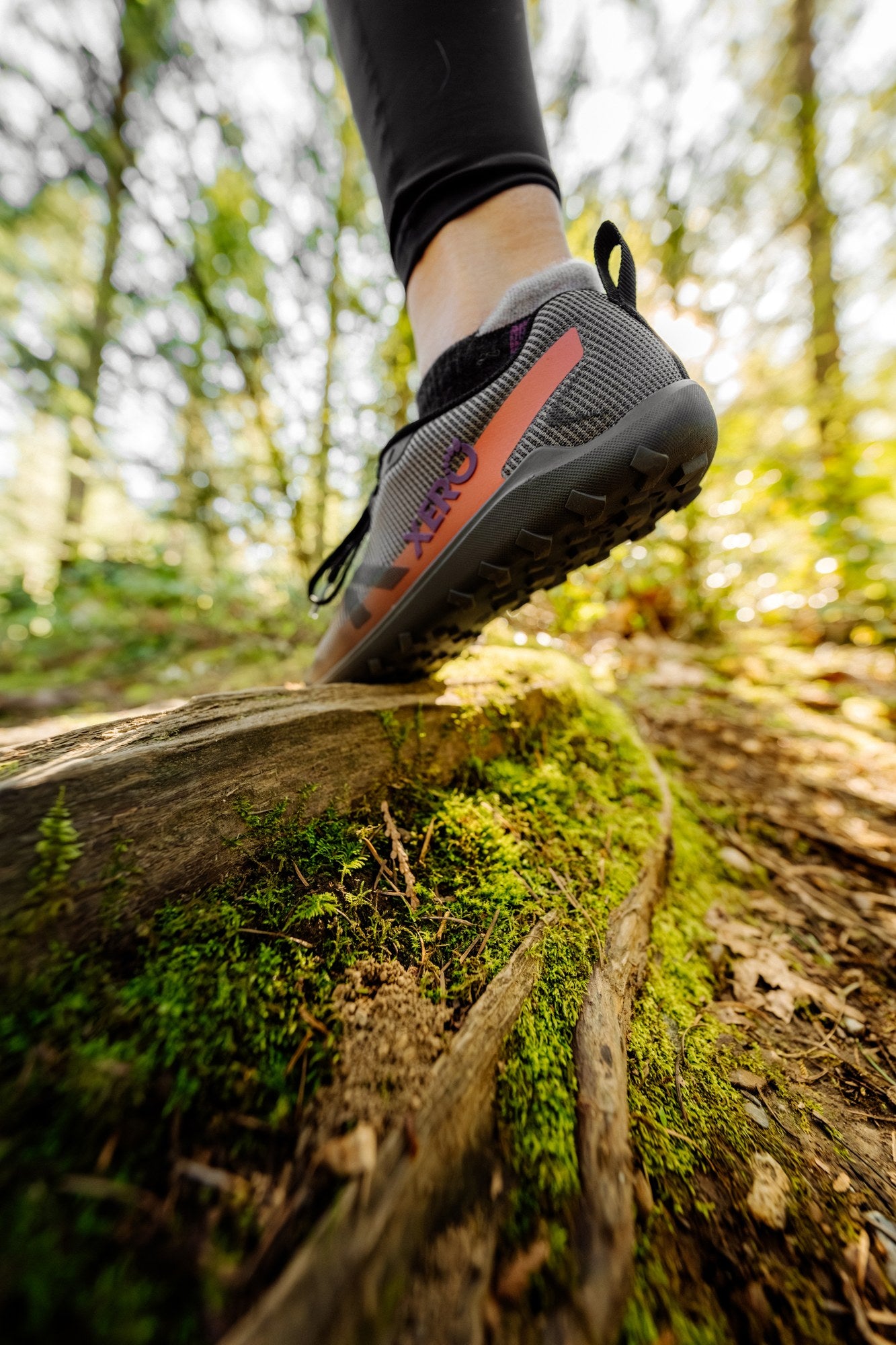 Xero Shoes Mesa Summit barfodssko til dame i farven Asphalt / Multi, livsstilsbillede