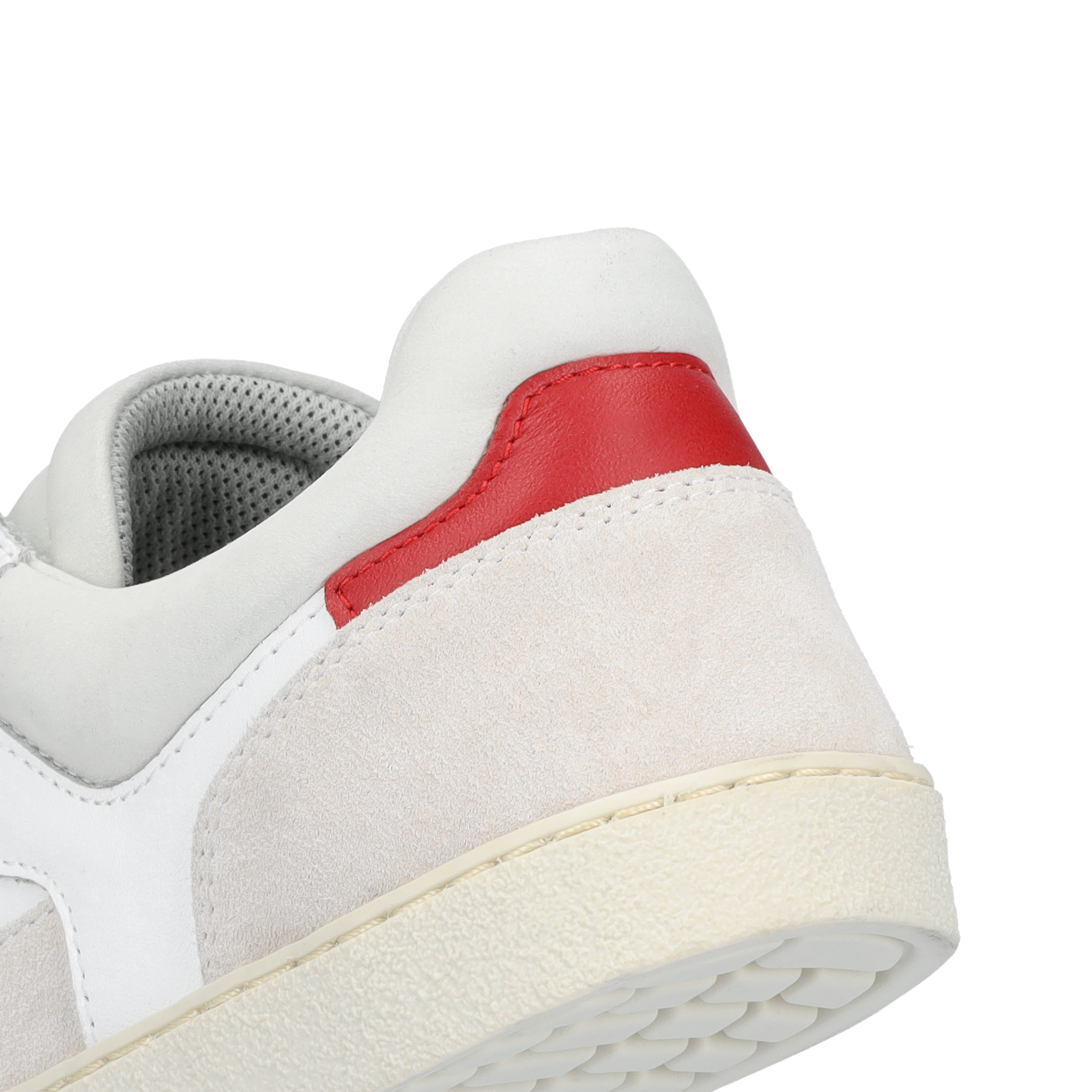 Groundies Court Women barfods sneakers til kvinder i farven white / red, detalje