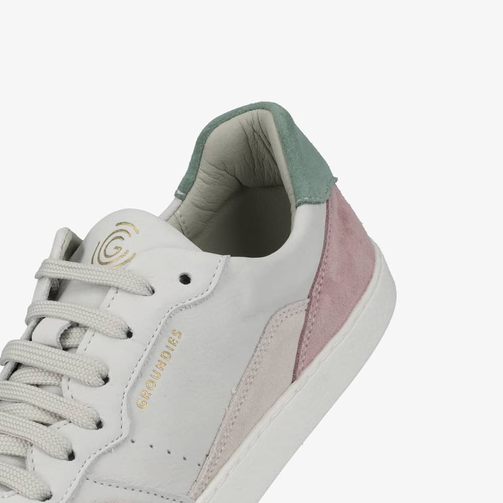 Groundies Nova Women barfods sneakers til kvinder i farven beige/pink, detalje