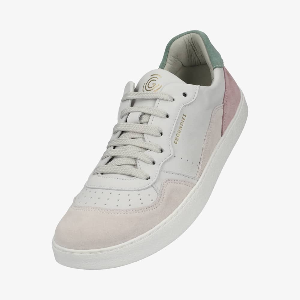 Groundies Nova Women barfods sneakers til kvinder i farven beige/pink, vinklet