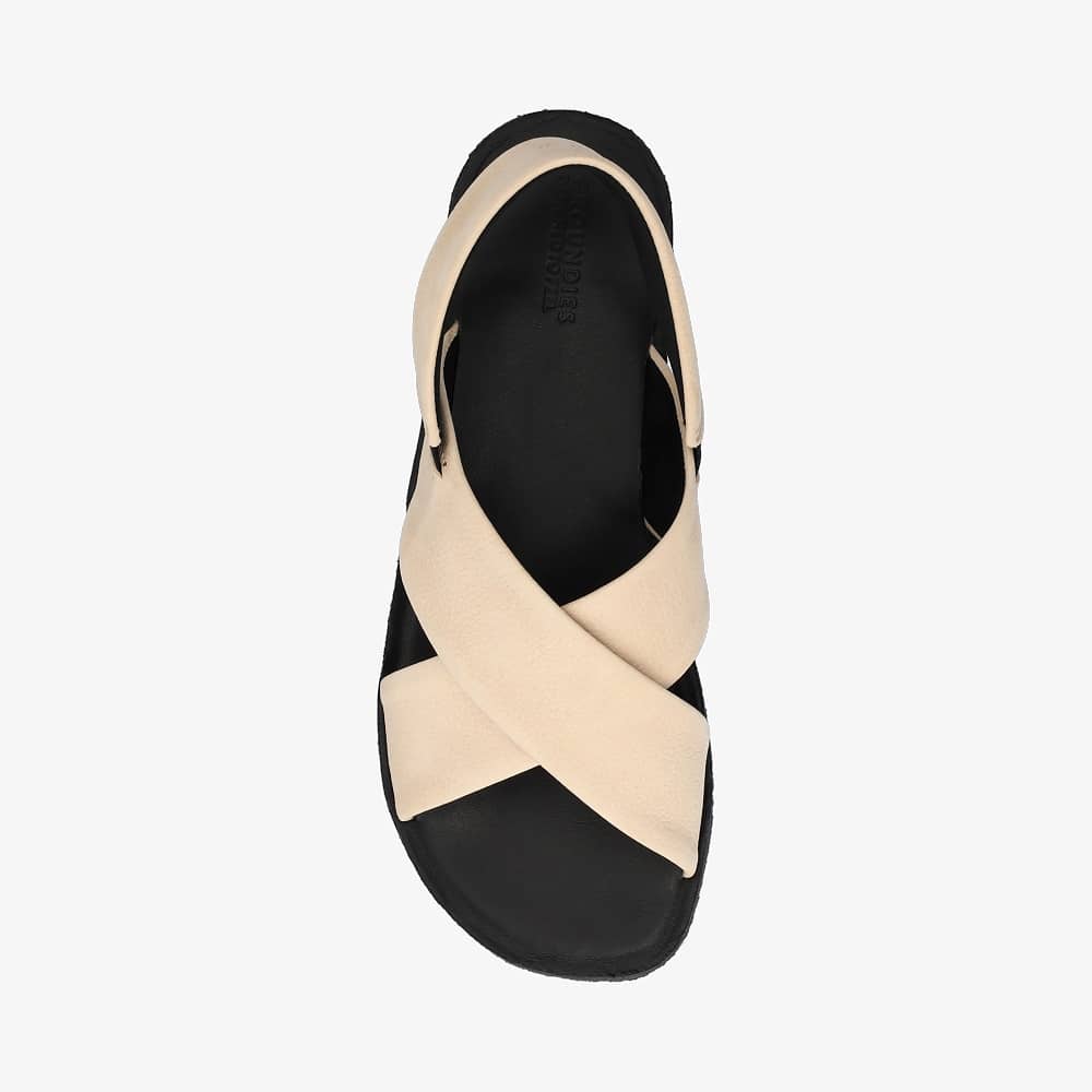 Groundies Verona Women barfods sandaler til kvinder i farven beige / black, top