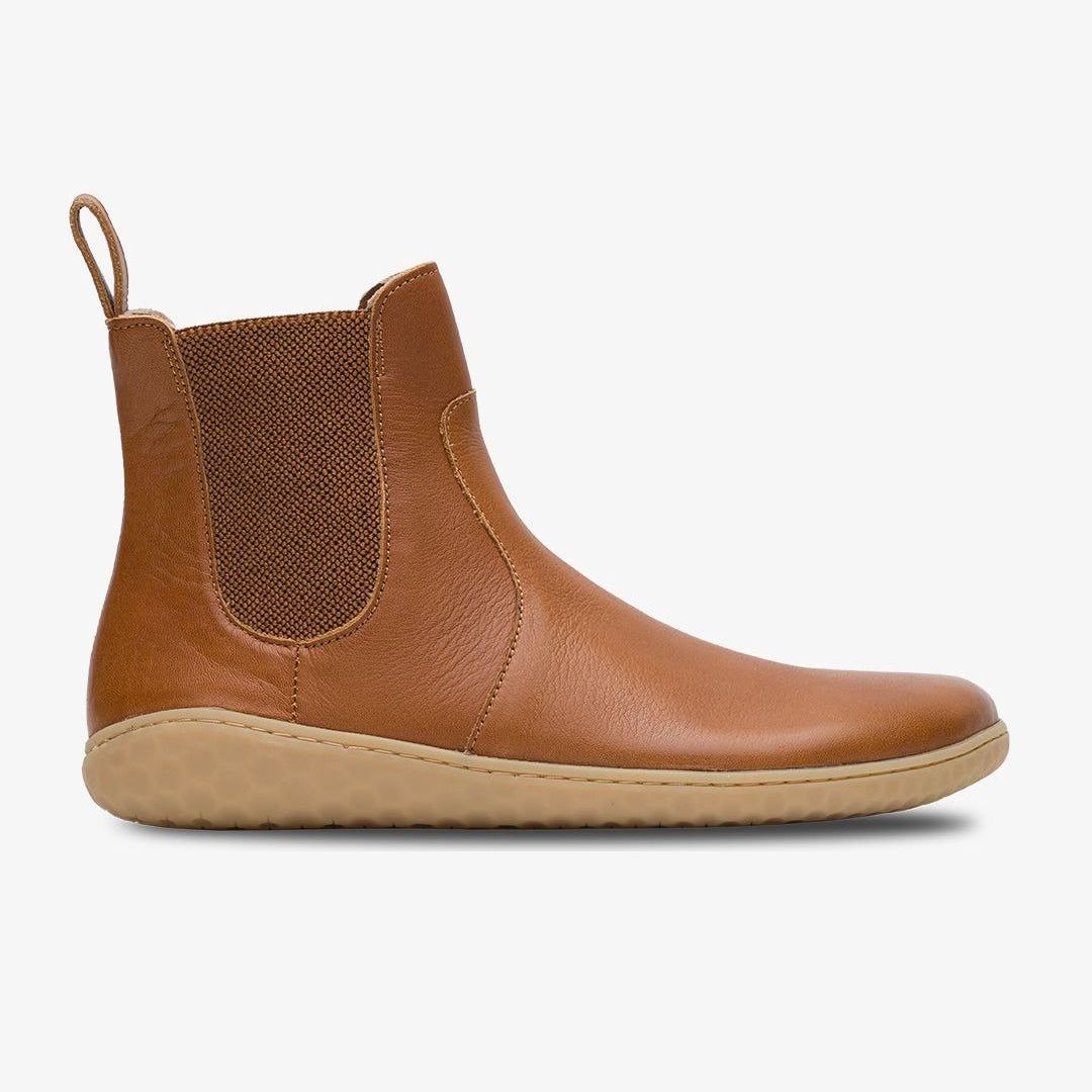 Vivobarefoot Geo Chelsea Womens barfods chelsea boots til kvinder i farven tan, yderside