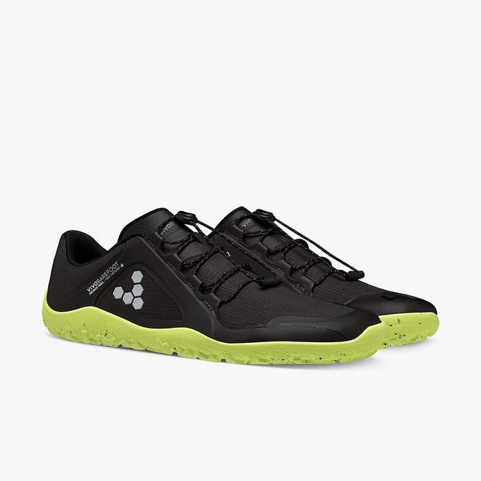 Vivobarefoot Primus Trail II All Weather FG Mens barfods trailsko til mænd i farven obsidian bio lime, par