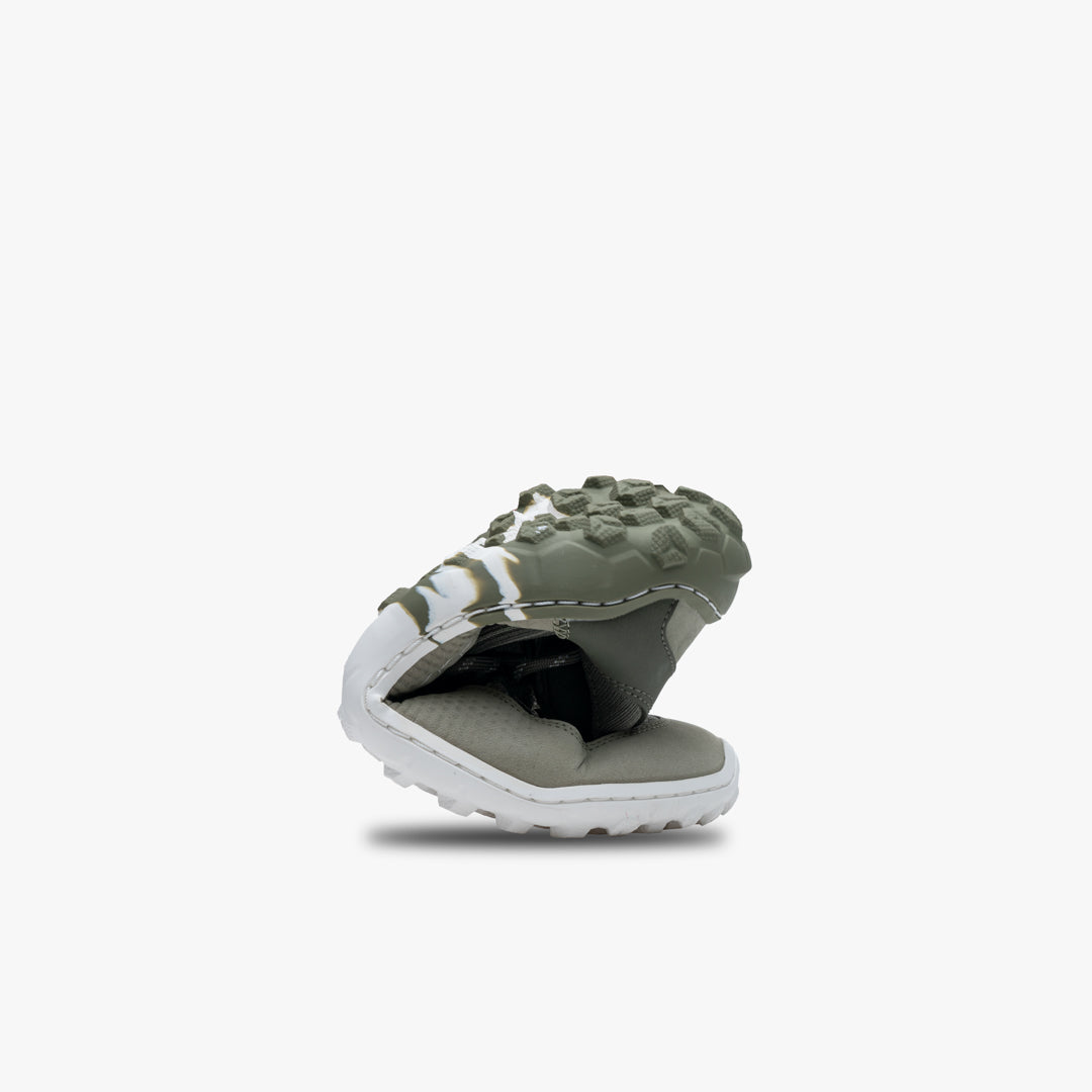 Vivobarefoot Tracker Decon Low FG2 Womens barfods outdoorsko til kvinder i farven sage, rullet