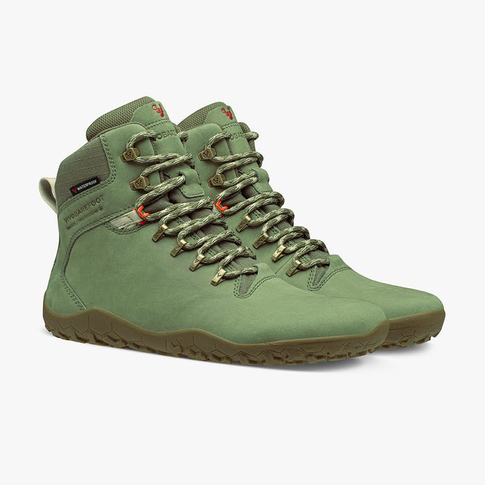 Vivobarefoot Tracker II FG Womens barfods støvler til kvinder i farven botanical green, par