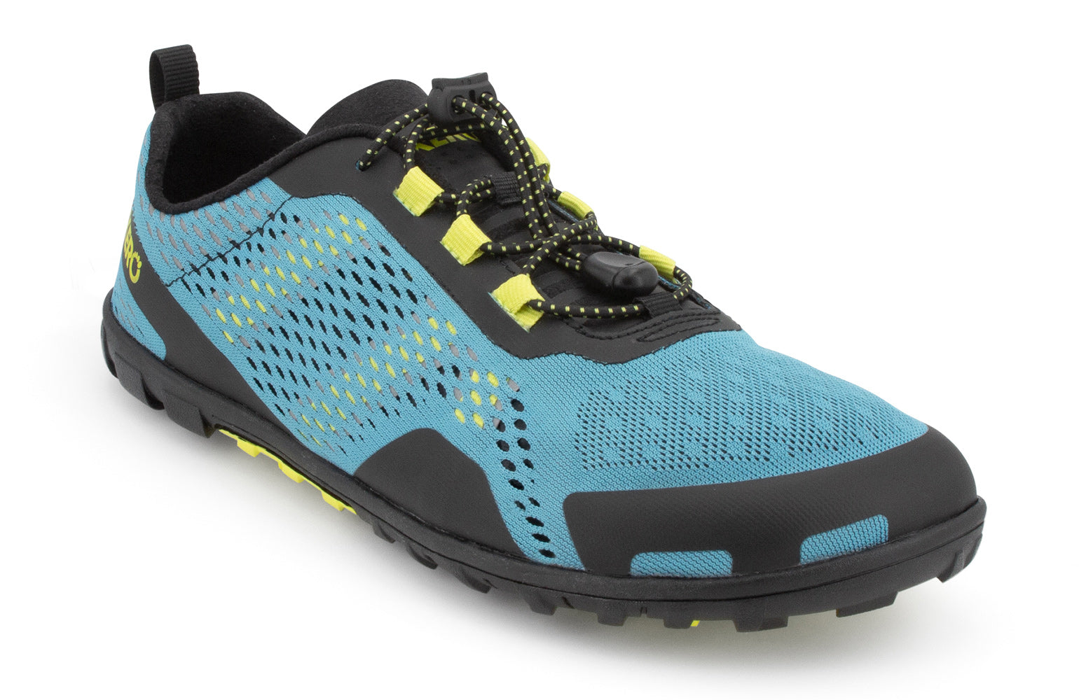 Xero Shoes Aqua X Sport barfods vand træningssko til mænd i farven surf, vinklet