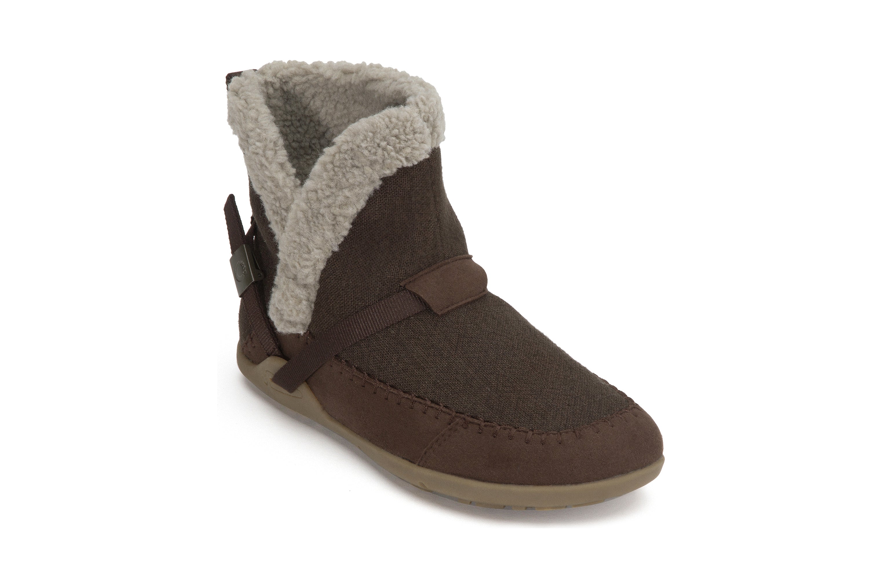Xero Shoes Ashland barfods kanvas støvler til kvinder i farven java brown, vinklet